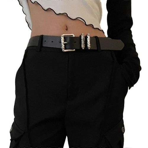 Punk Girls Pu Thin Waist Belt For Jeans Dress Cowgirl Buckle Waistband