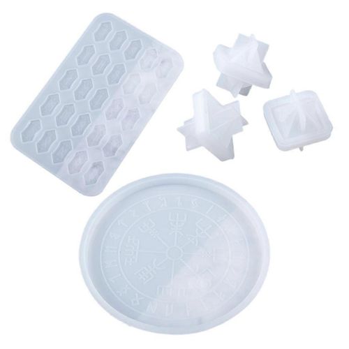1 Set Runes Symbole Cartes Dés Cristal Résine Époxy Moule Pour Table Gaming Viking Treasure Circle Divination Board Silicone Moule Bricolage Artisanat Outil De Fabrication