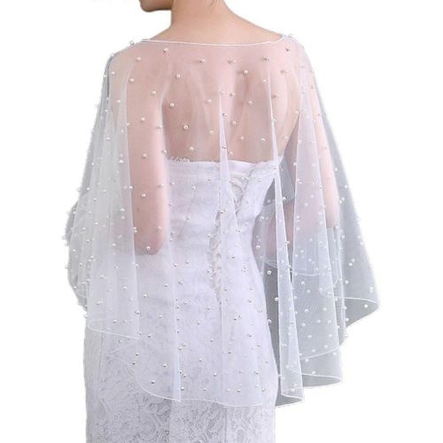 Wedding Wraps Tulle Capes Pearl Beads Shawls With Delicate Beads Embroidery