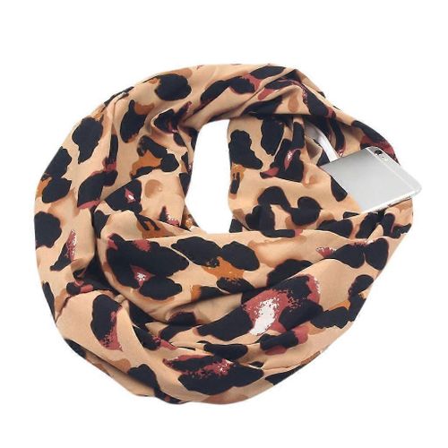 Womens 180x50cm Double Layer Hidden Zipper Pocket For Infinity Loop Scarf Blendi