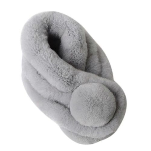 Women Winter Fluffy Plush For Cross Collar Scarf Shawl Wrap Cute Pompom Ball Neckerchief Outdoor Windproof Neck Warmer S