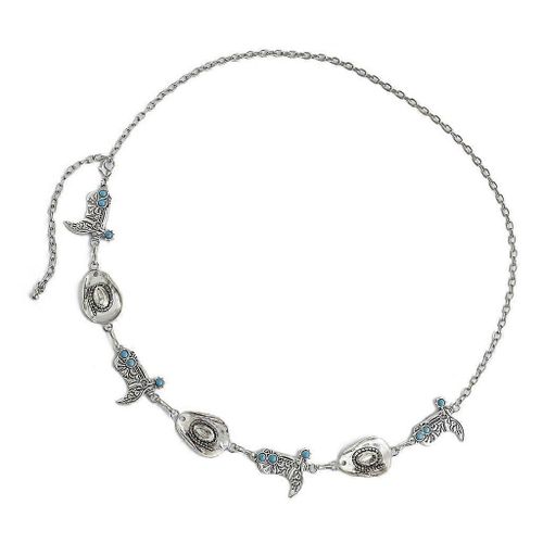 Hot Girl Cowboy Belt Metallic Chain Elaborate Waist Belt For Jeans Dresses