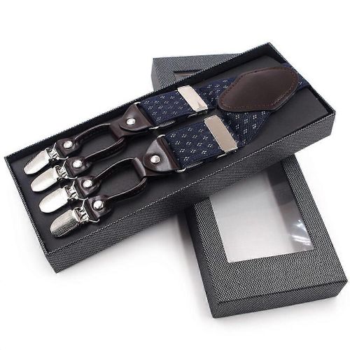 Hommes Jacquard Y-Shape Bretelles Antidérapantes 6 Clips Élastique Réglable Pantalon Bretelles