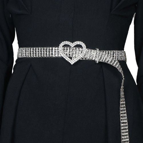 Fashion Hot Girls Waist Belt With Rhinestone Heart Pin Buckle Bar Waistband