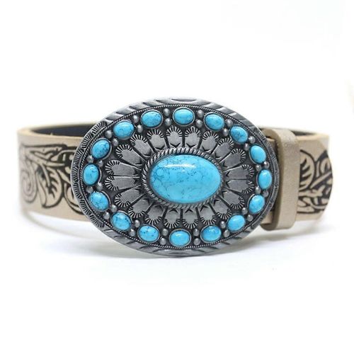 Girl Embossed Waist Belt Western Pu Belt For Dress Jeans Adjustable Length