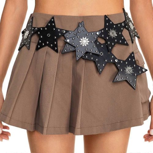 Punk Star Disc Belt Women Men Unisex Pu Corset All Matching Western Waistband