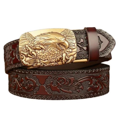 Retros Styles Belt Comfortable Lanneret Pattern Waist Belt Leather Men Belt