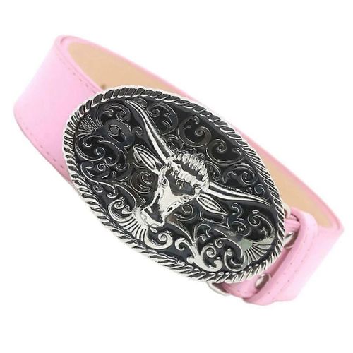 Fashion Girls Belt With Bull Head Buckle Wear Resistant Girl Skirt Waistband