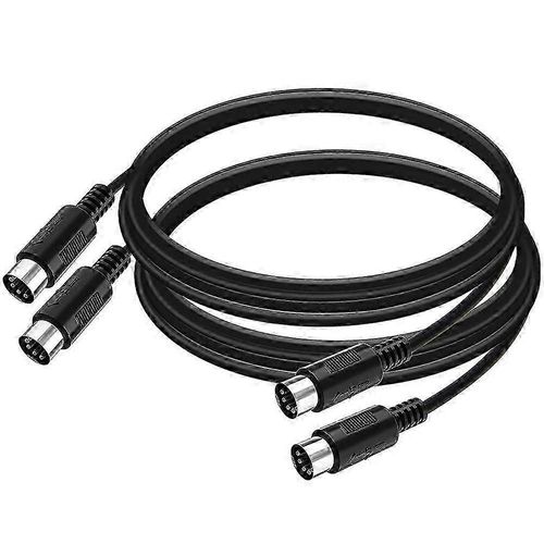 2-Pack 3-Feet 5-Pin Din Male To Male Midi Cable For Midi Keyboard & Keyboard Synth