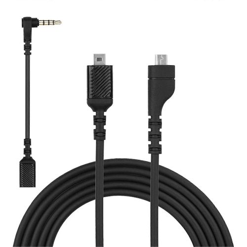 Carte son PC 1.5m o Câble noir avec adaptateur 3.5mm adapté pour Arctis 3 5 7 Pro