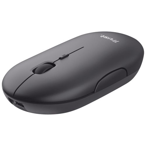 Trust Puck Souris Sans Fil Rechargeable Silencieuse, Bluetooth / 2,4 GHz, Récepteur USB, pour Ordinateur Portable/PC/Mac - Noir