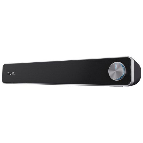 Trust Arys Enceinte PC, 12 Watt, Barre de Son PC, Alimentation USB, Jack 3,5 mm, Haut Parleur pour Ordinateur Portable, Tablette, et TV - Noir