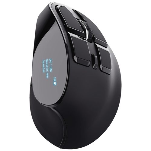 Trust Voxx Souris Verticale sans Fil Rechargeable, Bluetooth ou 2.4 GHz, Ergonomique ¿ Noir