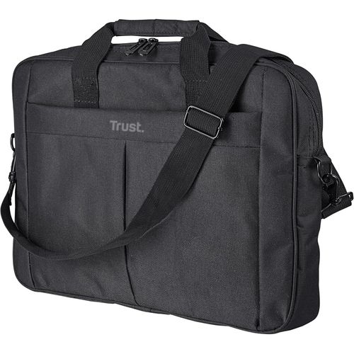 Trust Primo Sacoche pour Ordinateur Portable, Jusqu'à 16"" avec 2 Poches de Rangement, Intérieur Rembourré, Sac Mince pour Voyage, Affaires, Travail, Collège - Noir