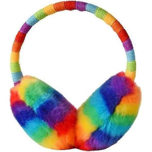 Cache-Oreilles Pour Enfants Cache-Oreilles Arc-En-Ciel D'hiver Super Doux Faux Furry Cache-Oreilles Couverture Protecteur D'oreille Thermique De Ski En Plein Air (3-8 Ans)