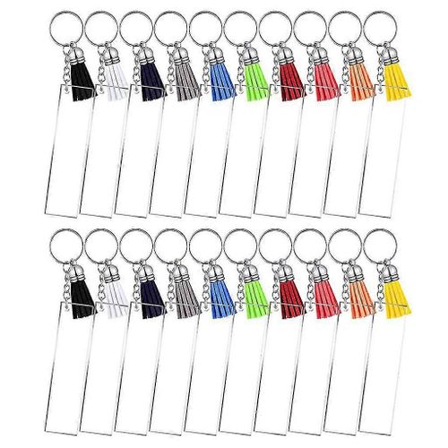 Porte-Clés Rectangulaire Blanks Avec Glands Acrylique Pour Porte-Clés Pour Bricolage