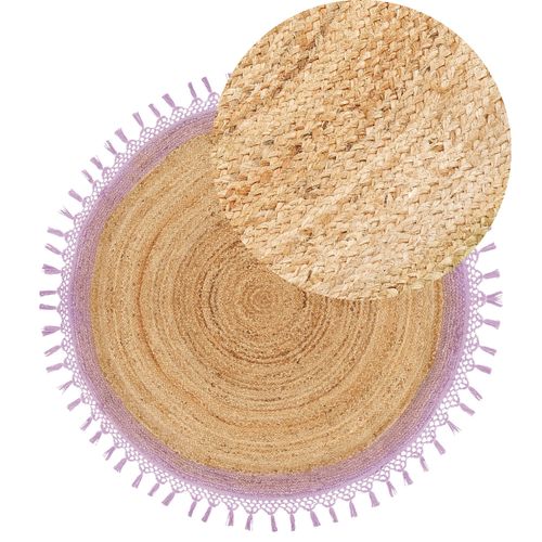 Tapis Rond En Jute D 140 Cm Beige Et Violet Marts