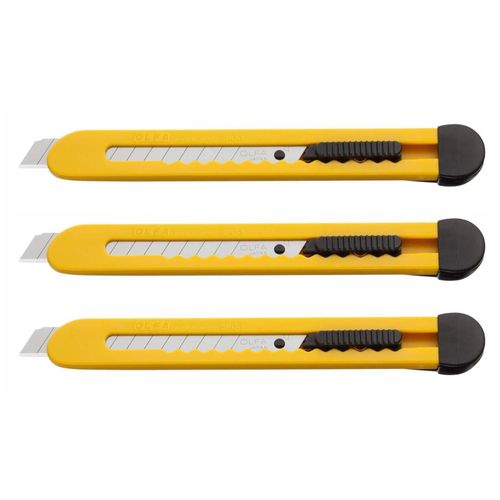 Olfa Lot De 3 Cutters Spc-1 Corps Abs Lame 9mm Noir Jaune