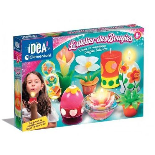 Coffret Atelier des Bougies, formes differentes - Kit Studio Fabrique Bougies cire - Activite Creative Fille 8 ans - Set Jouet et Carte