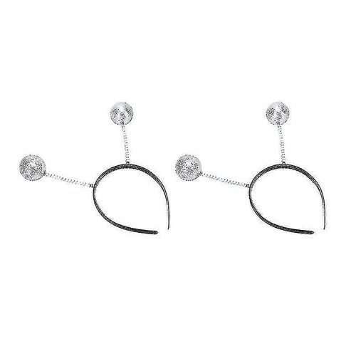 2 Pcs Glitter Ball Headbands Silver Ball Headwear Portable Lightweight Headpiece Headwear Pour Halloween Party Costume Supplies (Argent)