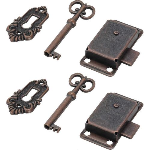 Serrure de porte d'armoire vintage, serrure d'armoire serrure de meubles anciens avec clé pour casiers, armoires, boîte à outils 2 pièces
