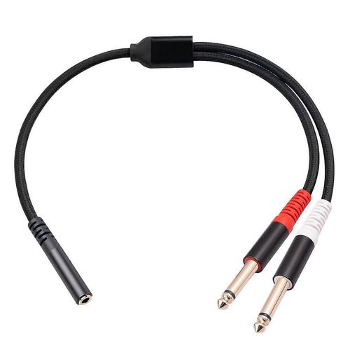 3717 0,3 m 3,5 mm femelle vers 2x 6,35 mm 1/4 pouce TS Mono mâle Jack Câble adaptateur audio fg2025031700227