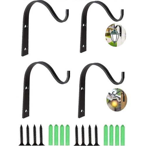 4 pièces Crochets pour plantes Crochets et cintres muraux Porte-paniers suspendus en fer forgé en métal pour suspendre les plantes Lanternes Mangeoires à oiseaux Carillons éoliens s20
