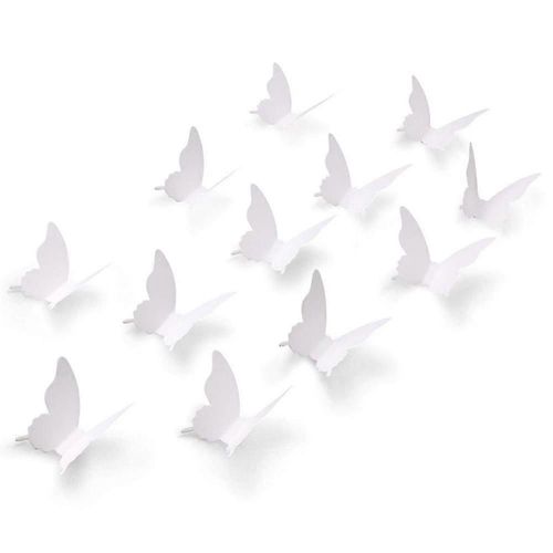 100pcs 3d papier blanc papillon autocollants muraux, papillons amovibles décalcomanies pour la chambre à la maison Nursery Girls Chambre DIY Wall Art