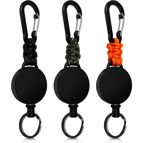 Badge Holder,3 Piece Badge Holder,Retractable Key Ring Badge Reel For Doctor,Nurse,Hiking,Outdoors (Black+Orange+Green)