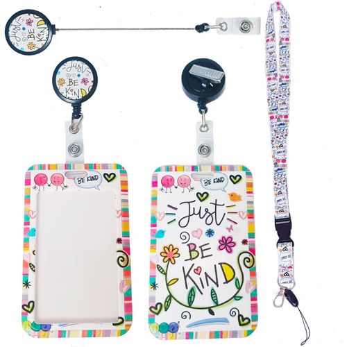 Sei Sliding Badge Holder For Kids With Lanyard,Flower Badge Holder With Retractable Badge,Detachable Carabiner Card Protector For Office,Exhibition,School