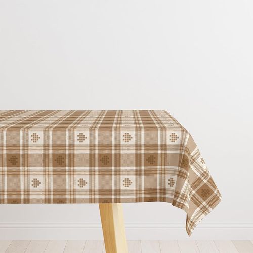 60 X 84 Inch Brown Plaid Rectangle Tablecloth For Home Kitchen Decor Love Heart Pattern Rectangle Water Resistant Tablecloth For Coffee Table Decoration