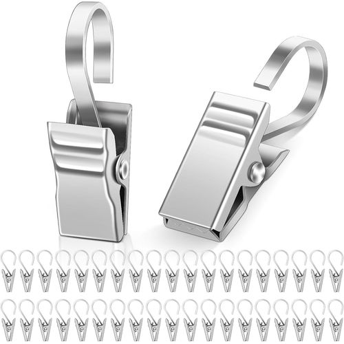 40 Pcs Silver Stainless Steel Curtain Clips For Curtain Shower Curtain Photo String Lights