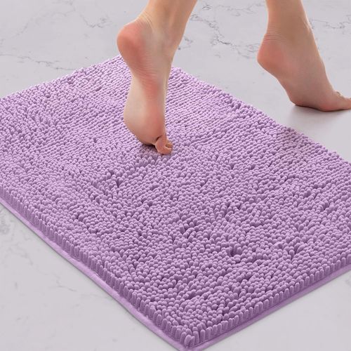 Tapis De Bain-Tapis De Salle De Bain Douche En Peluche Extra-Doux,Matériau En Microfibre Chenille 1 ``,Tapis De Bain Shaggy Super Absorbant |Lavande|15 X 23
