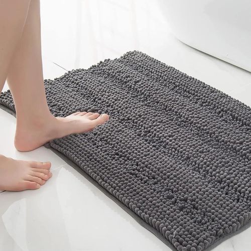 Tapis De Salle De Bain,Absorbant,Élégant,Ultra Doux,Tapis De Bain Chenille Microfibre,Antidérapant,Lavable En Machine,Séchage Rapide (60 X 40 Cm,Gris Foncé)