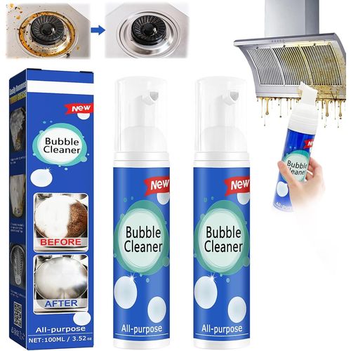 2PCS Bubble Cleaner Foam,Nettoyant à Bulles de Cuisine,Foaming Heavy Oil Stain Cleaner,Puissant Nettoyant en Mousse Anti-Taches,Spray nettoyant en Mousse Polyvalent,Cuisine Nettoyant Moussant