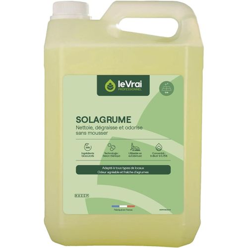 Multi Surface Floor Cleaner-Non Foaming-Products-Compatible with Robot Broom-Citrus Fragrance-Made in France-5L Can-SOLAGRUME