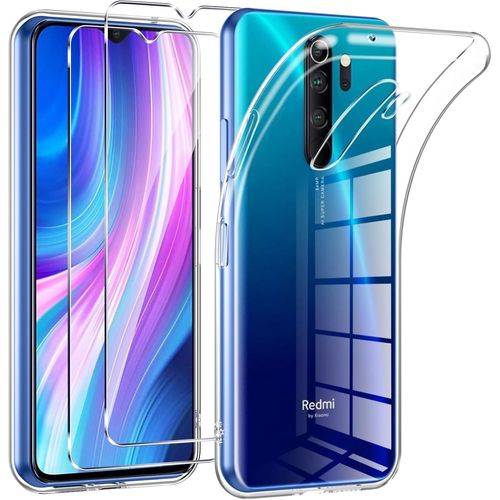Ershi-Coque Pour Xiaomi Redmi Note 8 Pro Avec 2 Pièces Protection Écran En Verre Trempé,Ultra Transparente Silicone En Gel Tpu Sou[1