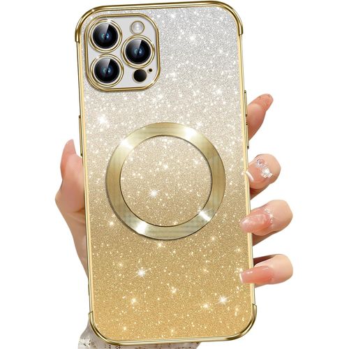 Ershi-Coque Magnétique Pour Iphone 12 Pro Max, Etui À Paillettes Compatible Avec Magsafe, Antichoc Charge Sans Fil Housse Pour Iph[1