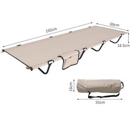 Kaki - Lit De Camping Pliant Compact, Lit De Tente Ultraléger, Lit De Couchage Simple Pour Bureau, Sac De Transport, Supporte Jusqu'à 150kg