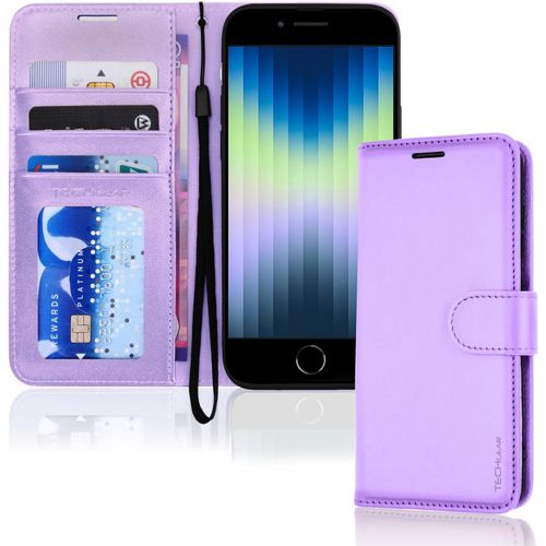 Ershi-Étui Portefeuille En Cuir Synthétique Pour Iphone Se 2022 5g/2020, Iphone 8/7/6, Avec Porte-Cartes Et Dragonne, Lilas, Ferme[2