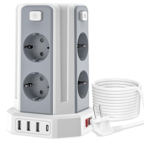 Multiprise parafoudre avec ports USB-C et USB-A (4 prises,1 port USB-C et 1  port USB-A)