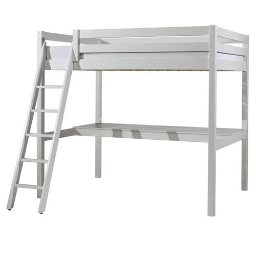 Lit Mezzanine Enfant & Plan De Travail "Pino" 140x200cm Blanc