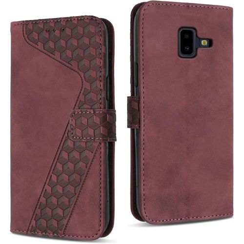Ershi-Coque Pour Samsung Galaxy J6 Plus 2018, Étui Housse Protection En Cuir Pu [Pochette De Portefeuille] [Magnétique], Antichoc [5