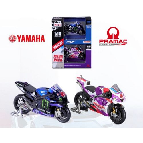 Véhicules Miniatures Die Cast 1/18 Moto Gp Racing - Yamaha Factory #20quartararo Et Ducati Pramac #5zarco -
