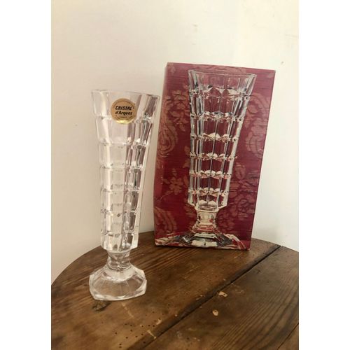 Vintage vase soliflor en cristal d'Arques neuf dans sa boïte
