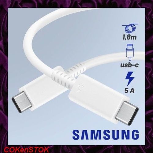 Câble Original Samsung USB-C vers USB-C 5A Blanc Charge et Synchronisation Samsung Galaxy S21 S22 Ultra