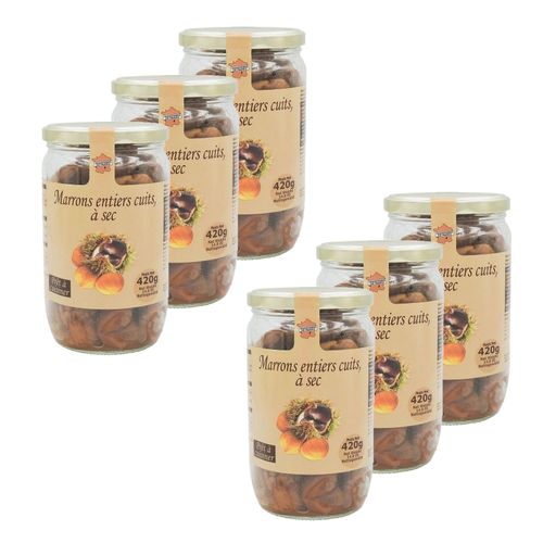 Lot 6x Marrons Entiers Cuits Au Naturel - Pot 420g