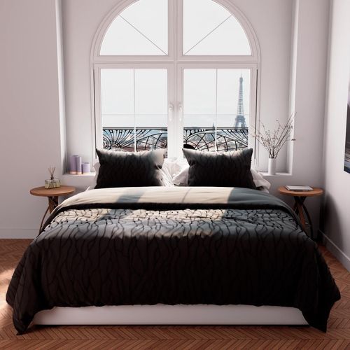 Parure De Couette 240x220 Cm Tuft Anthracite, Par Soleil D'ocre