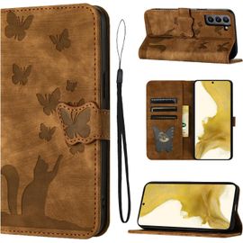 Ershi-Coque Samsung Galaxy S22 Matériau En Cuir Pu De Qualité Supérieure Coque Samsung S22 Avec Fentes Pour Cartes Motif Papillon [4