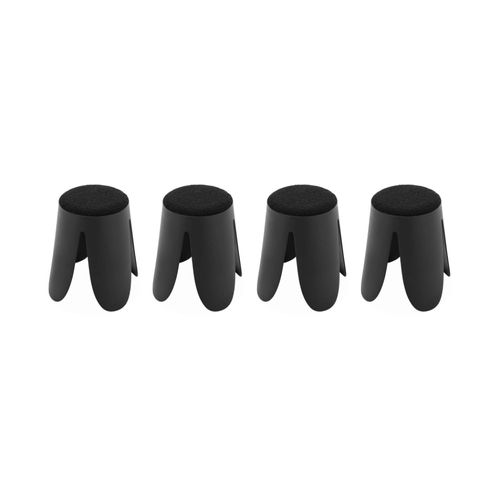Set De 4 Tabourets Empilables Noirs. Bouclette Texturée. Niki. Ø30 / 44 X H46cm